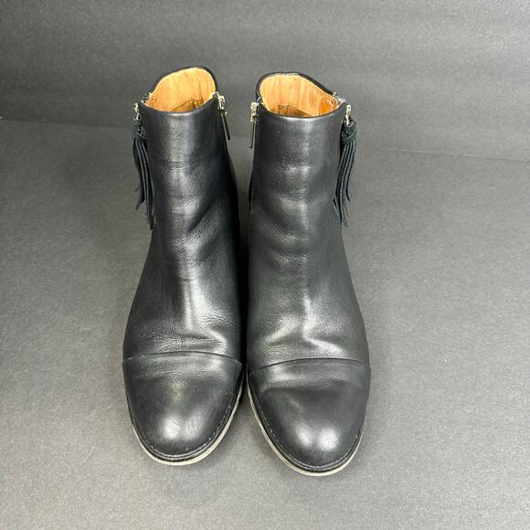 Pikolino Womens size 40 9 9.5 Andorra Black Leather Tassel Ankle Boots Side Zip - Picture 4 of 11